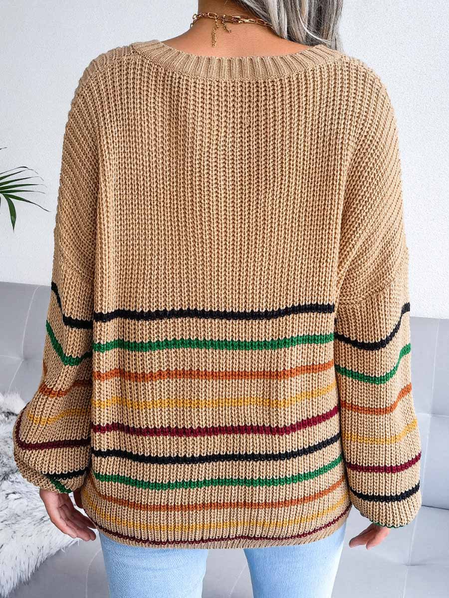 Rainbow Stripe Loose Fit Sweater