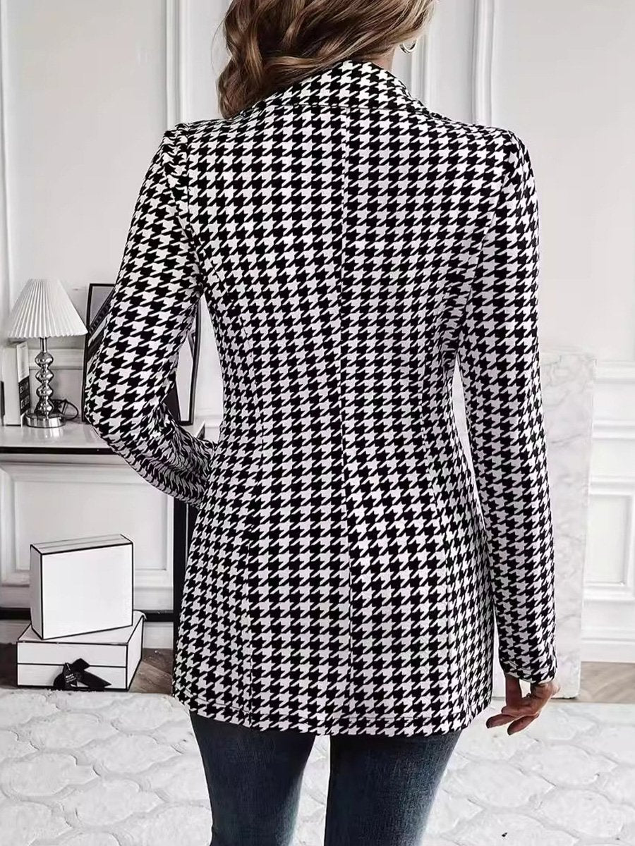 Lapel Houndstooth Stylish and Elegant Slim-fit Blazer