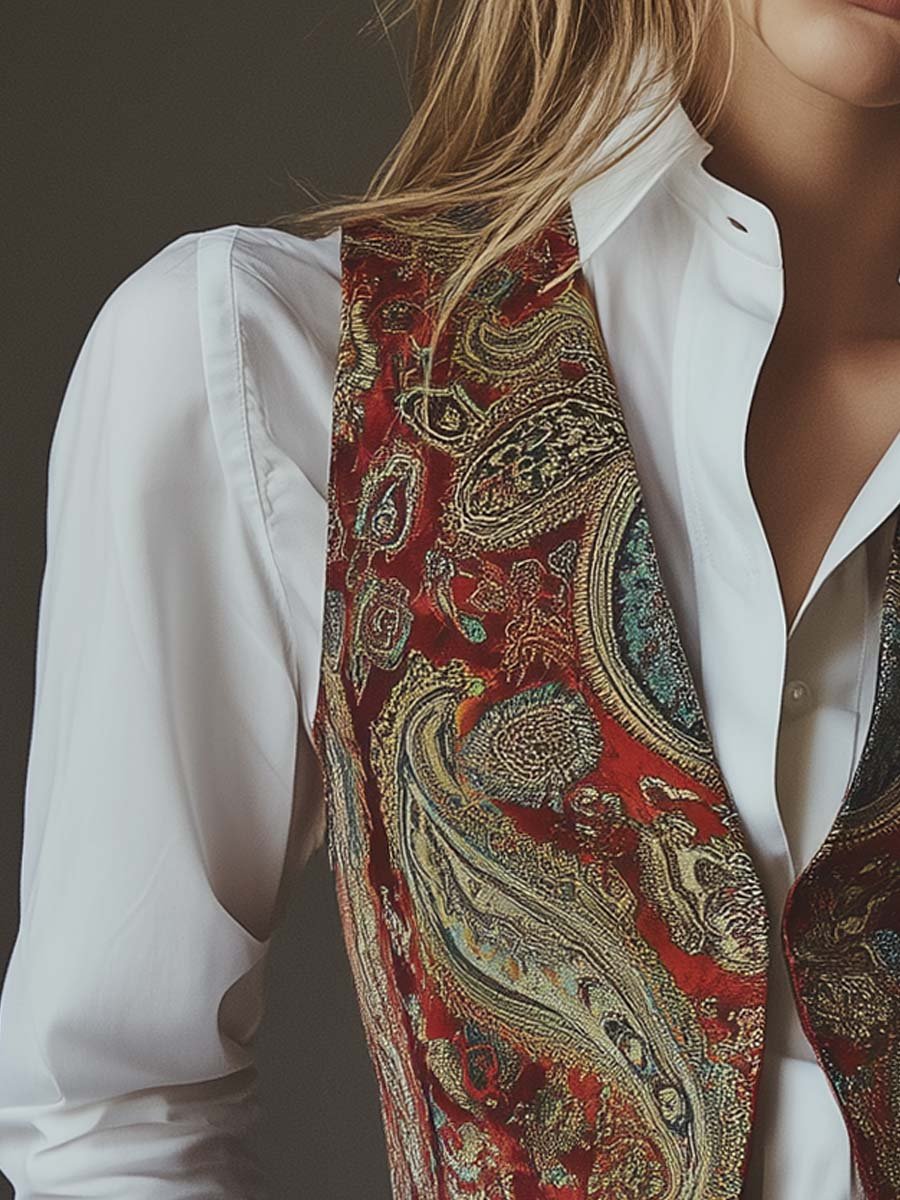 Womens Vintage Paisley Printed Vest