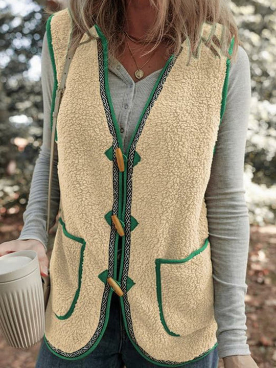 Casual Fashion Vest Sleeveless Cardigan Outerwear Polar Fleece Vest