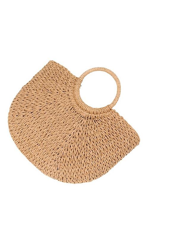 All-match Hand-held Holiday Half-circle Straw Bag