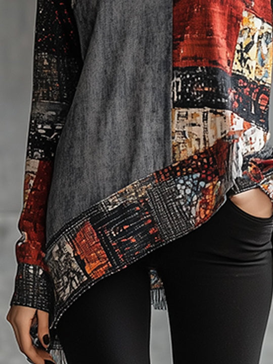 Art Elegant Comfort Asymmetric Patchwork Top