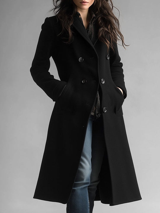 Casual Classic Thickened Pocket Midi Woolen Coat