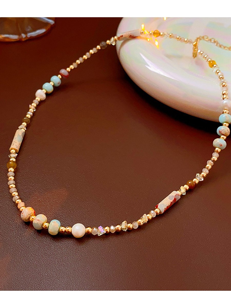 Baroque Freshwater Pearl Colored Natural Stone Necklace