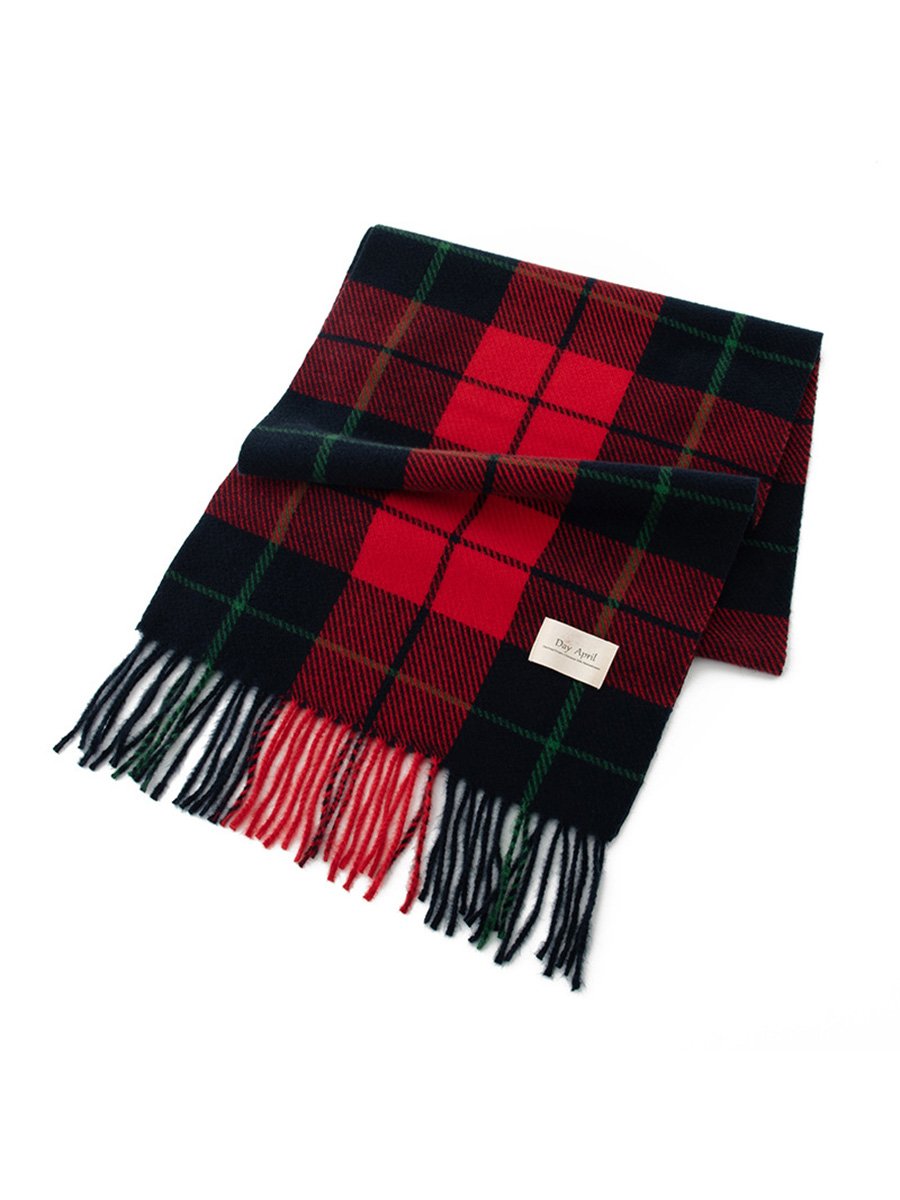 Christmas Plaid Warm Cashmere Tassel Scarf