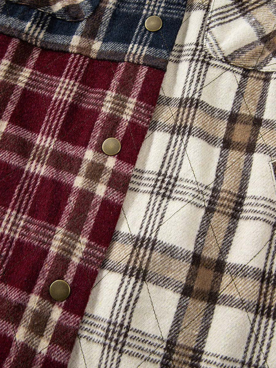 Women's Casual Plaid Colorblock Jacket