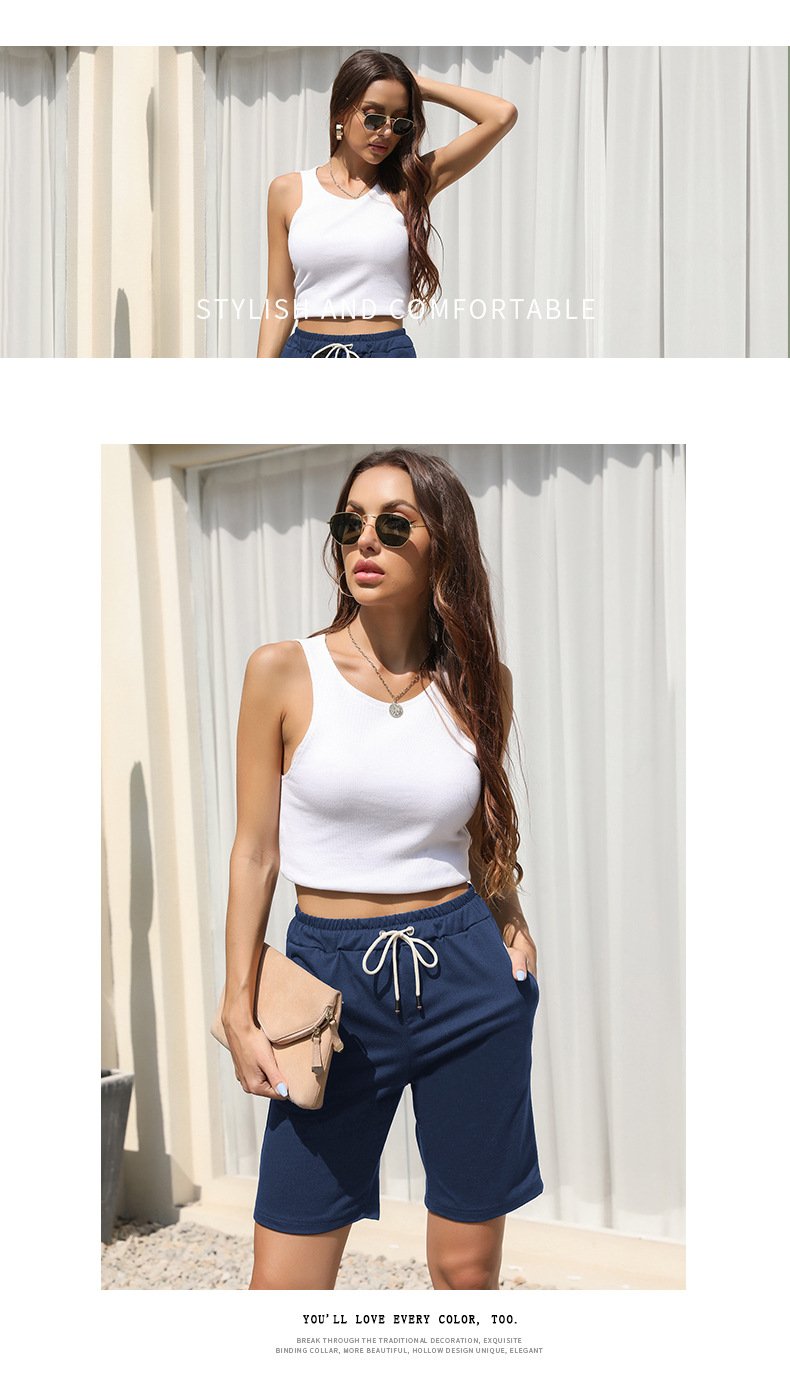 Elastic Drawstring Cropped Shorts 96816565YM