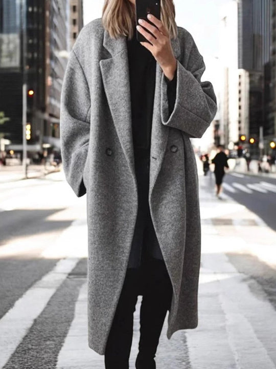 Fashion Lapel Woolen Long Coat