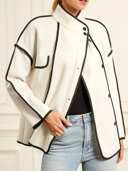 Fashion Solid Color Stand Collar Raglan Jacket