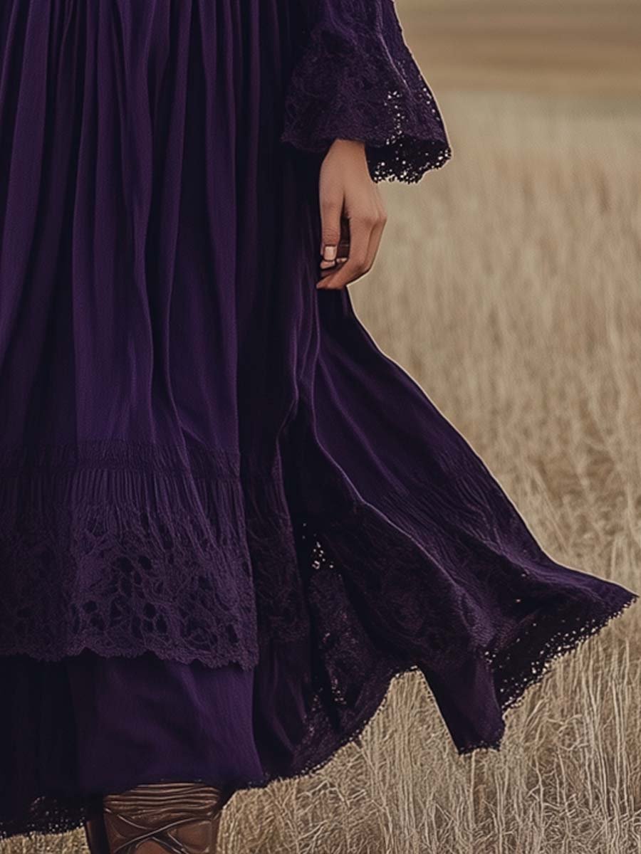 Rustic Embroidered Boho Maxi Dress