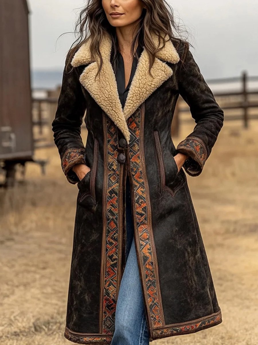 Western Cowboy Retro Style Coat Plush Autumn and Winter Warm Coat