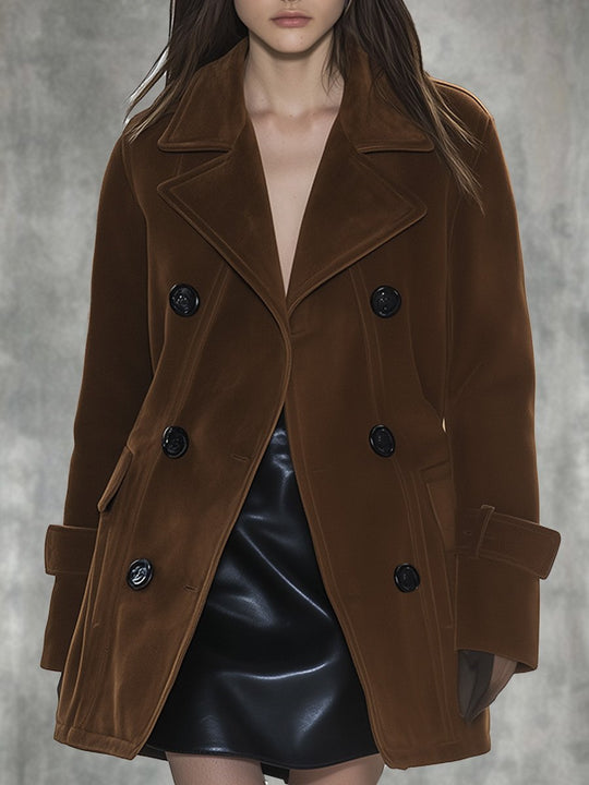 Fashion Retro Lapel Suede Classic Coat