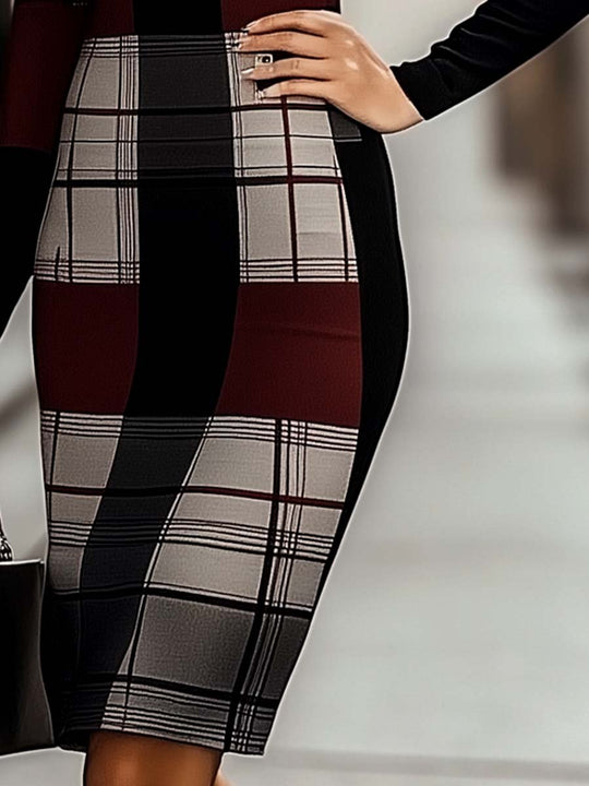 Women's Retro Color Block Bodycon Dress