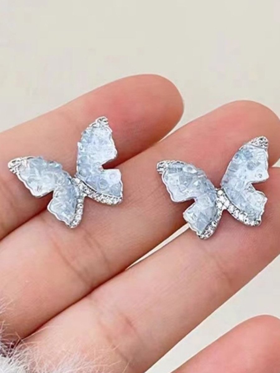 Simple Blue Butterfly Earrings