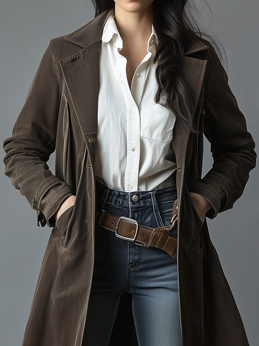 Casual Retro Workwear Mid-length Coat