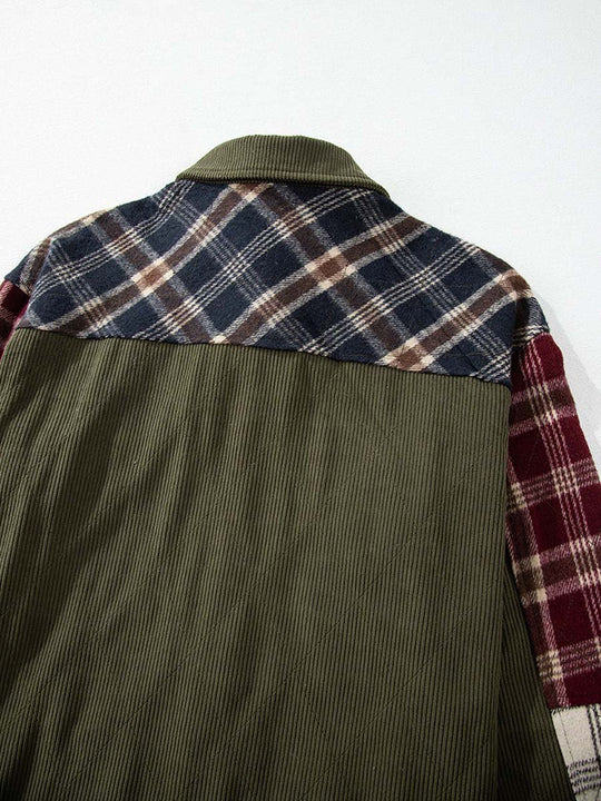 Women's Casual Plaid Colorblock Jacket