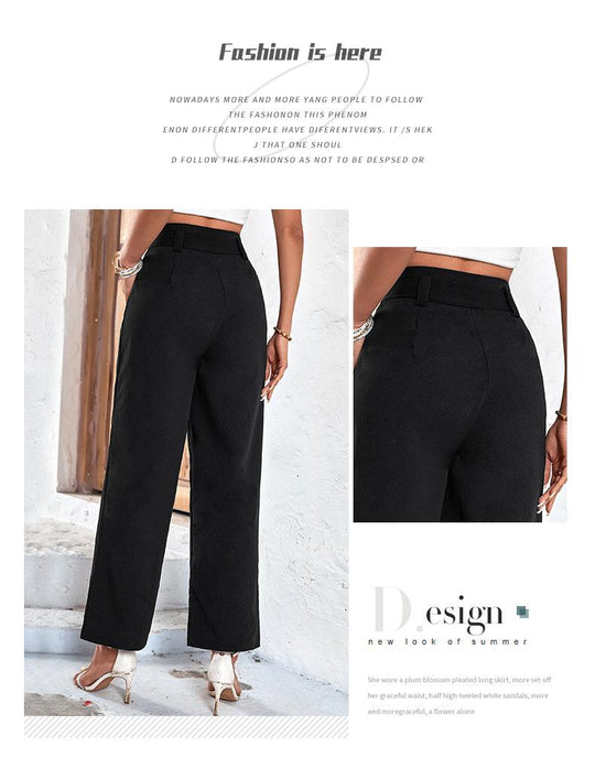 Belted Commuting High-waisted Wide-leg Pants for The Workplace 53110366