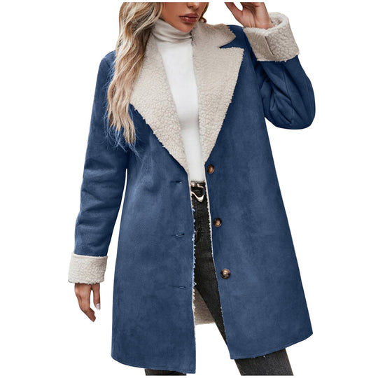 Casual Lapel Thickened Warm Fleece Lined Long Coat