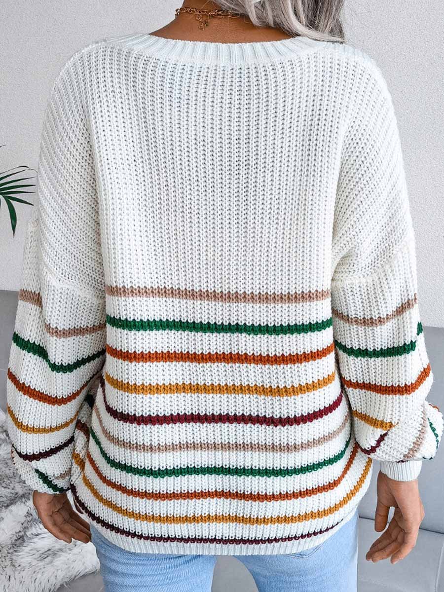 Rainbow Stripe Loose Fit Sweater