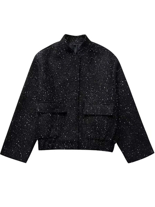 Women's Sequined Stand Collar Jacket