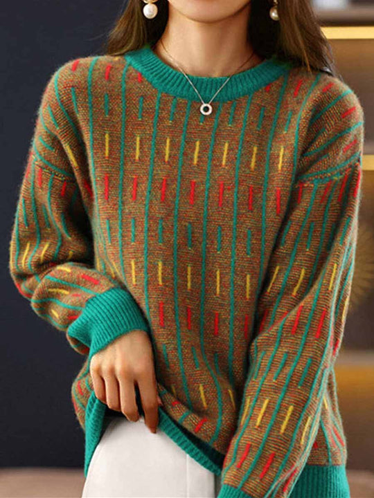 Crew Neck Line Knitted Sweater