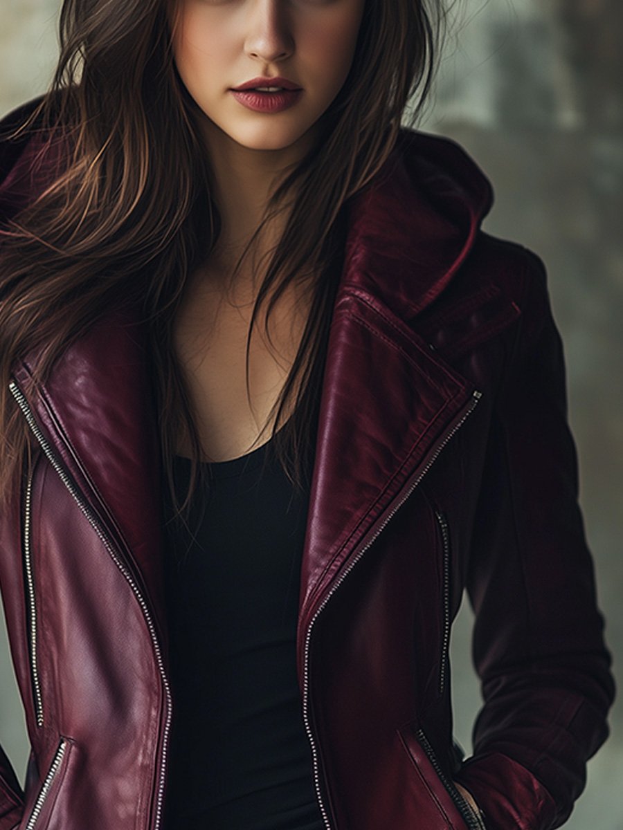 Chic Retro Loose Hooded Zipper Leather Jacket