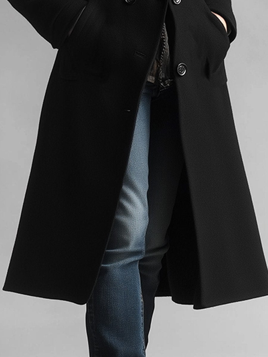 Casual Classic Thickened Pocket Midi Woolen Coat