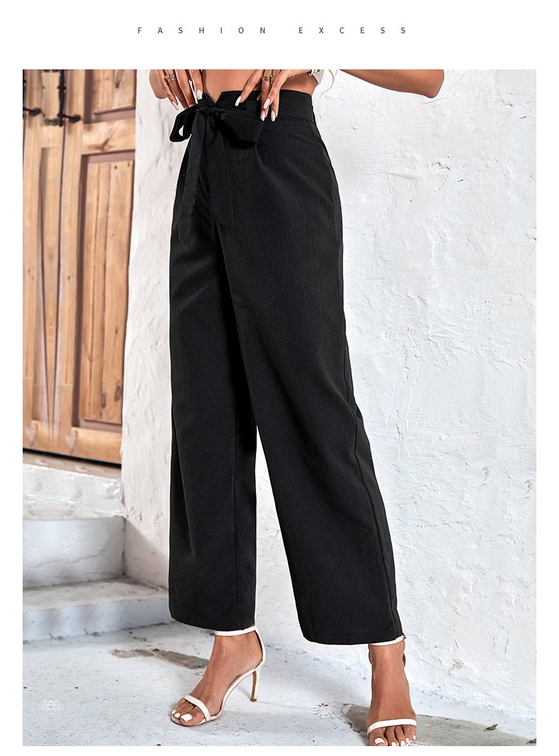 Belted Commuting High-waisted Wide-leg Pants for The Workplace 53110366