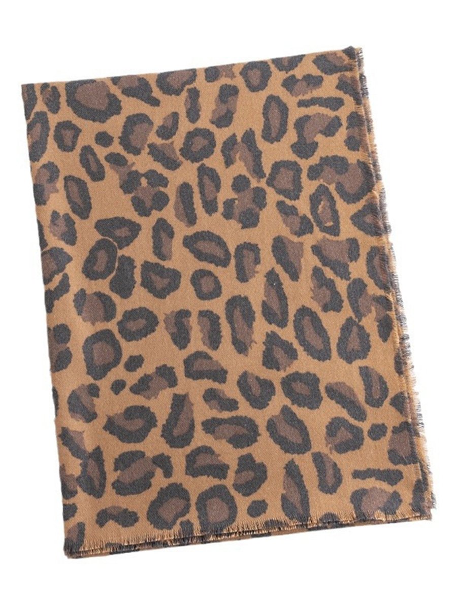 Leopard Print Soft Warm Cashmere Scarf Shawl Dual Purpose