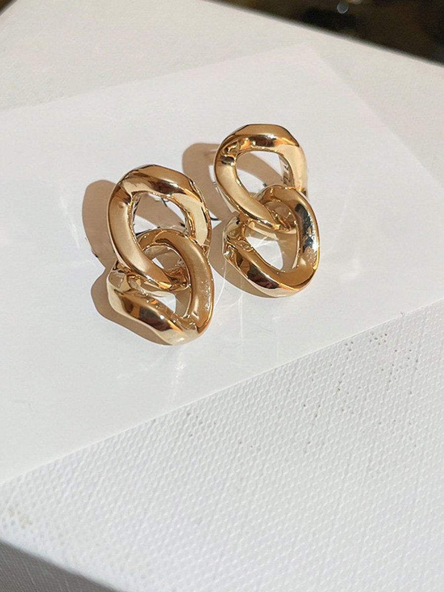 Fashionable and Versatile Metal Double Ring Earrings