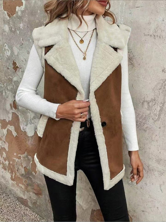 Fashionable Lambswool Patchwork Mid-length Waistcoat