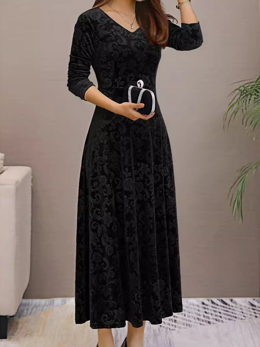 Elegant Velvet Midi Dress