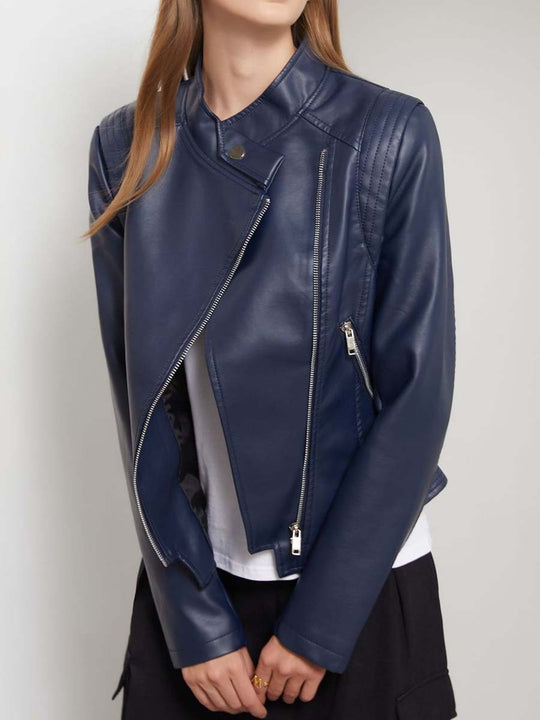 Women's Lapel Slim Leather Jacket