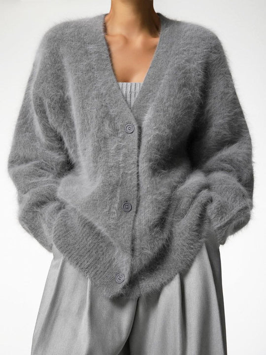 Loose Long Sleeve V-Neck Knitted Cardigan