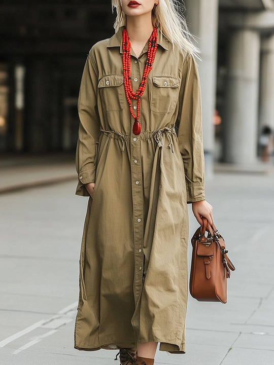 Utility-Inspired Belted for Versatile Style Shirt Dress