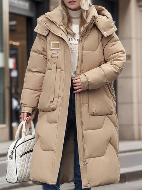 Casual Detachable Hooded Thickened Mid-Length Cotton Puffer Jacket