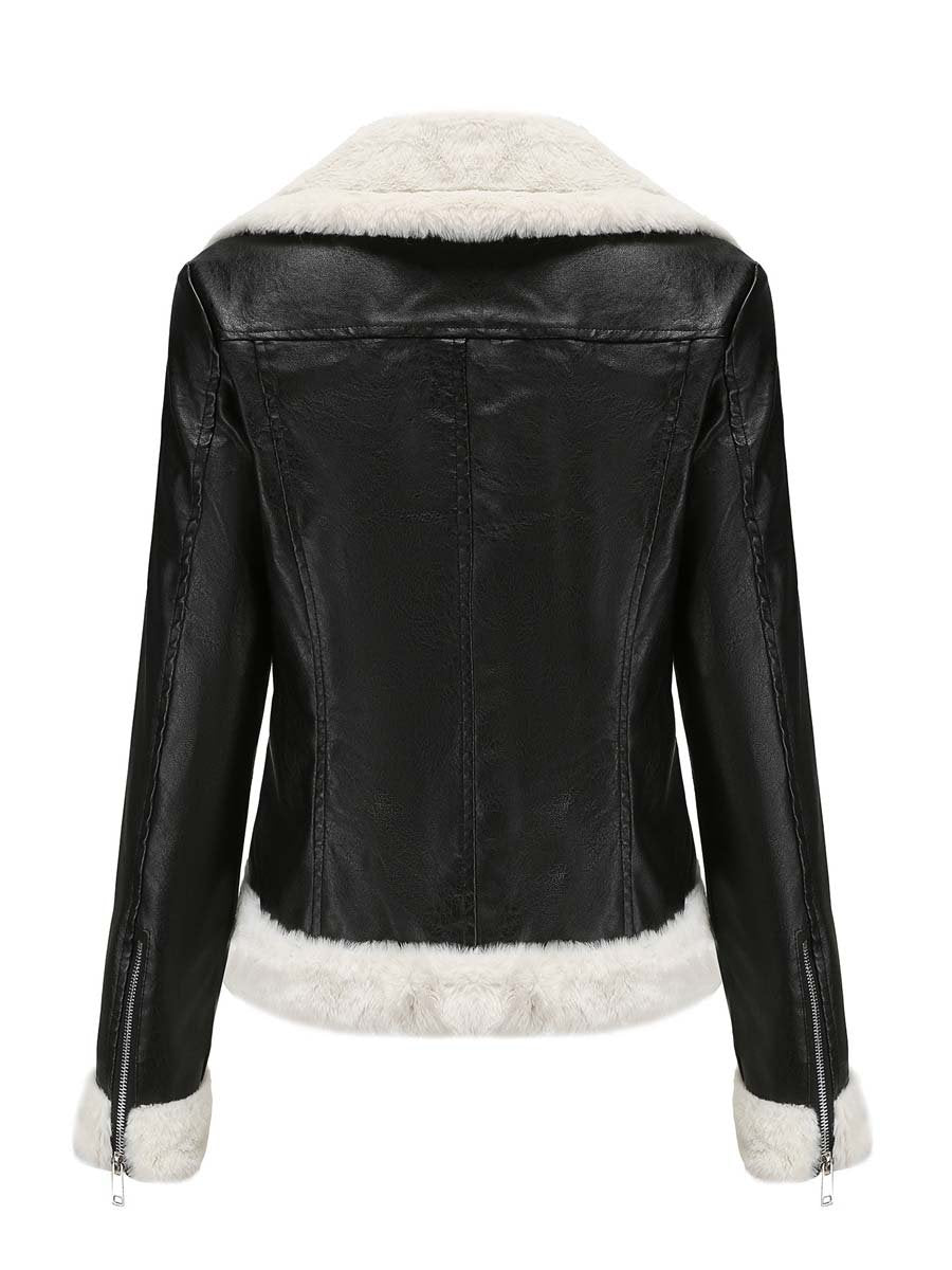 Women's Sherpa Long Sleeve Leather Jacket