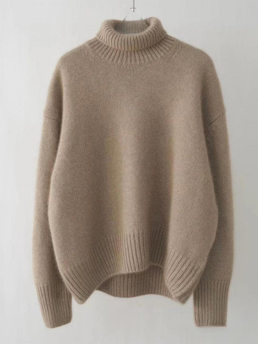 High Collar Solid Color Thick Cashmere Sweater