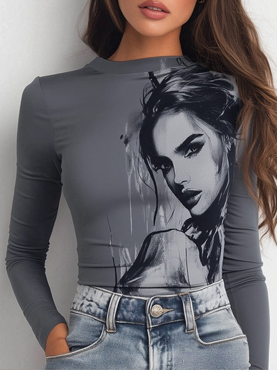 Art Print Long Sleeve Top