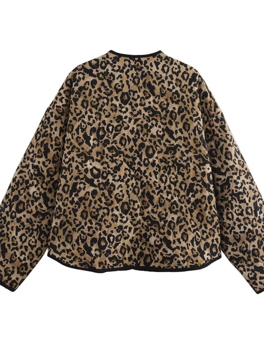 Fashionable Leopard Print Cotton Jacket