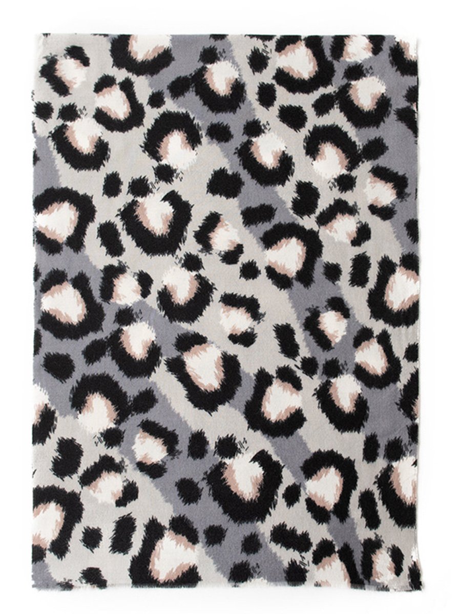 Leopard Print Soft Warm Cashmere Scarf Shawl Dual Purpose