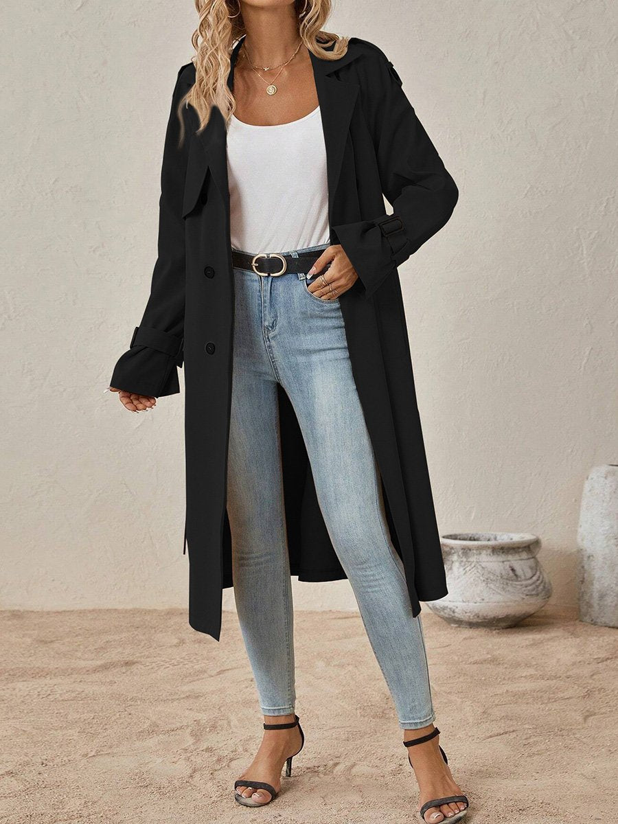 Women's Elegant Double-breasted Long Trench Coat