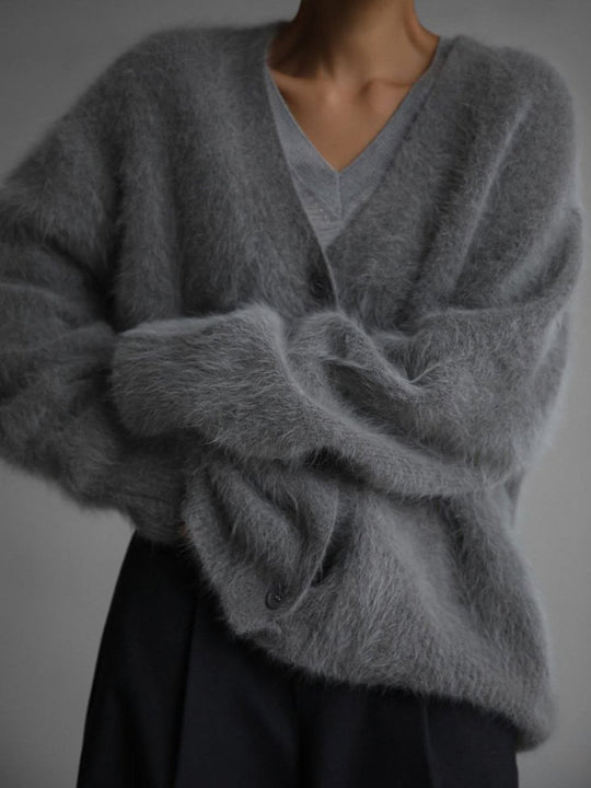 Loose Long Sleeve V-Neck Knitted Cardigan