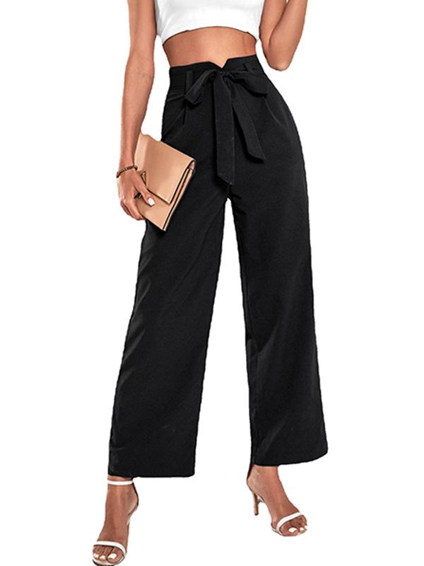 Belted Commuting High-waisted Wide-leg Pants for The Workplace 53110366