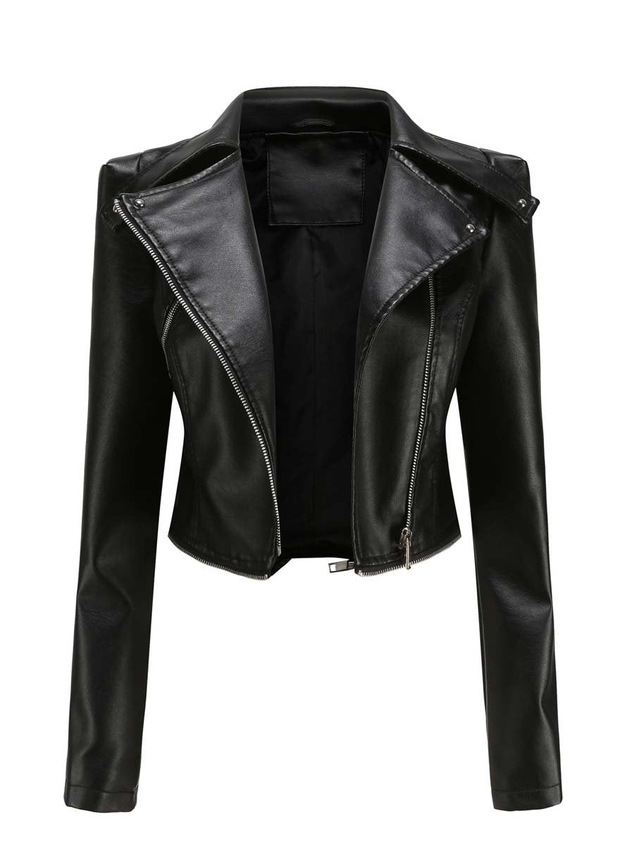 Women's Vintage Leather Jacket With Detachable Hem