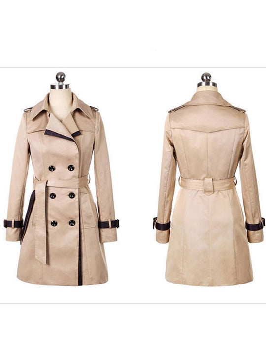 Colorblock Double-breasted Trench Coat