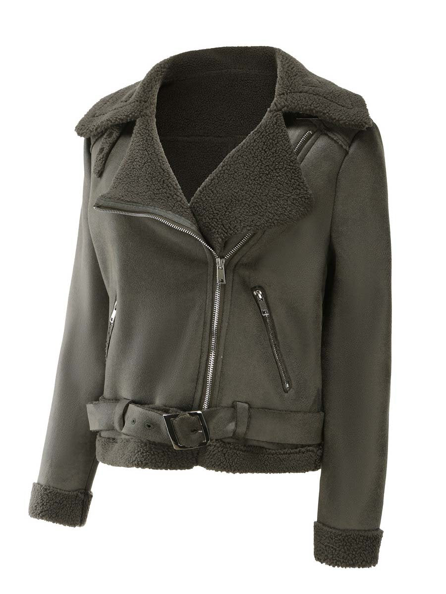 Women's Sherpa Belt Suede Jacket