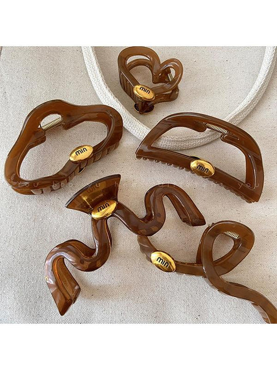 Maillard Style Letter Brown Hair Clip Hair Shark Clip