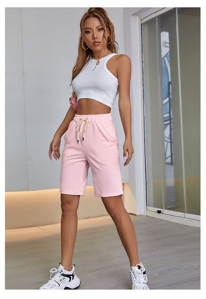 Elastic Drawstring Cropped Shorts 96816565YM