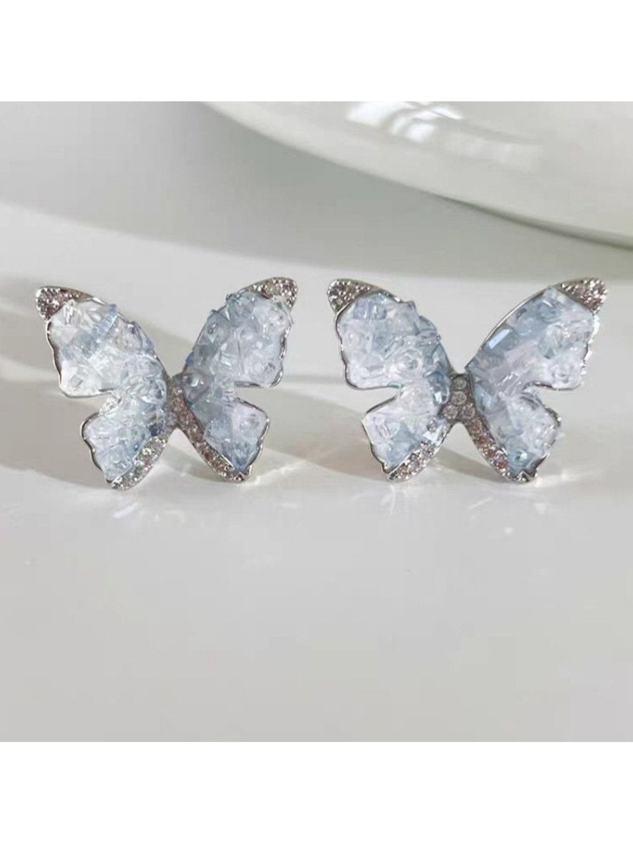 Simple Blue Butterfly Earrings